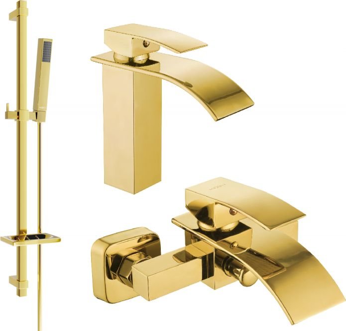 Mexen Aries DQ77 zestaw wannowy, złoty - 744803DQ77-50