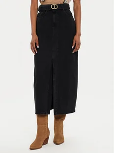 TWINSET Spódnica jeansowa 242TP2601 Czarny Straight Fit - Spódnice - miniaturka - grafika 1