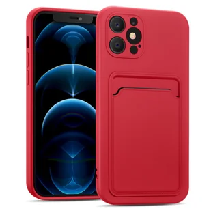 Etui na telefon komórkowy Apple iPhone 12 Pro silikonowe etui ochronne z kieszenią na kartę Slim Wallet Case, czerwone - Etui i futerały do telefonów - miniaturka - grafika 1