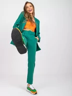 Spodnie damskie - Spodnie z materiału zielony elegancki klasyczny chinosy nogawka prosta w kant kieszenie guziki suwak - miniaturka - grafika 1