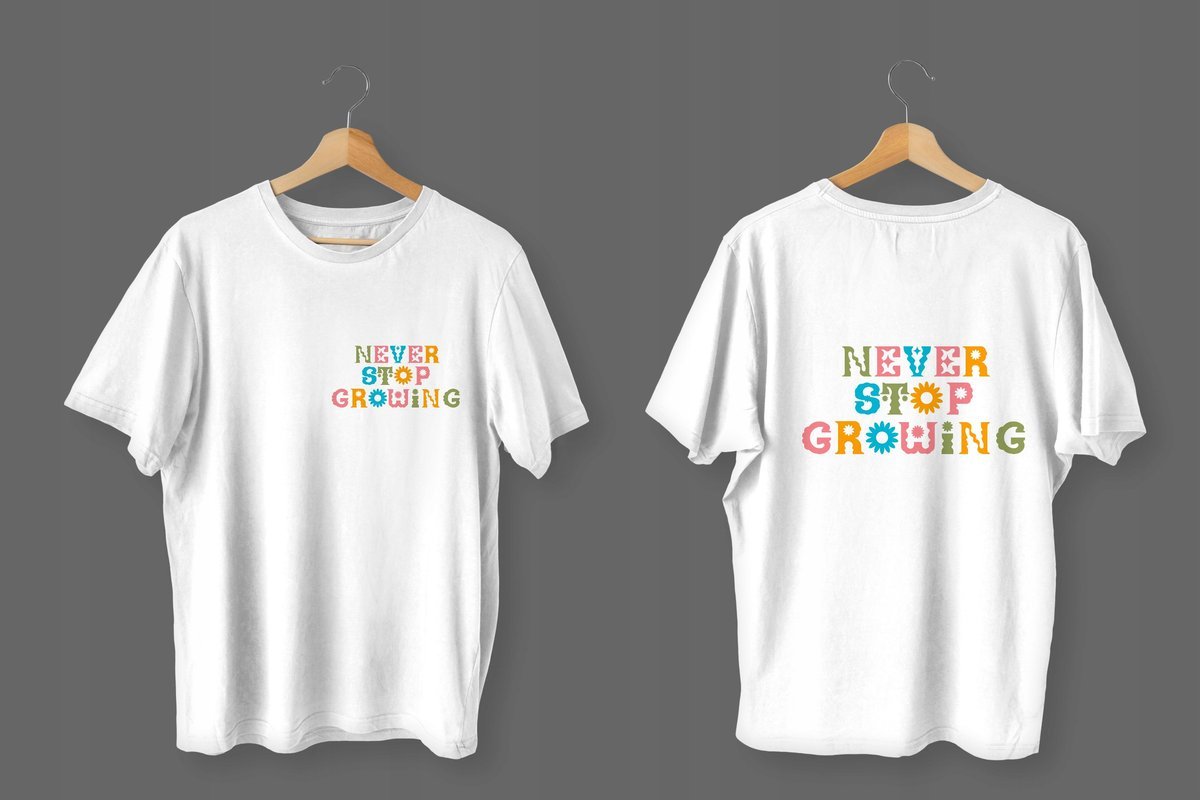 T-SHIRT Koszulka Never Stop Growing Kwiaty L