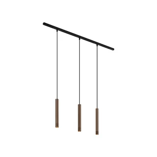 QAZQA Nowoczesny system oświetleniowy szynowy z 3 lampami wiszącymi w kolorze brązowym, jednofazowy - Slimline Keno - Lampy sufitowe - miniaturka - grafika 1