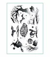 Prace ręczne dla dzieci - Tatuaże Tymczasowe Halloween Straszne Wzory Czarny Kot Wiedźma Dynia Nietoperz A4 - Tattoo.011 - miniaturka - grafika 1
