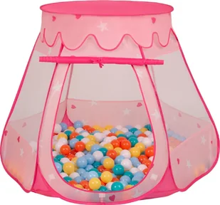 Selonis Selonis Namiot zamek NZ-100X z piłeczkami 6cm różowy: biały-żółty-pomarańcz-babyblue-turkus 105x90cm/200piłek Zabawka namiot dla dzieci - Namioty i tipi dla dzieci - miniaturka - grafika 1