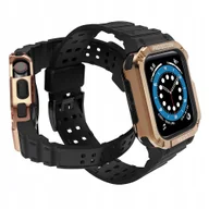 Akcesoria do smartwatchy - Protect Strap Opaska Z Etui Do Apple Watch 7/6/5/4/3/2/SE 41/40/38MM Czarny - miniaturka - grafika 1