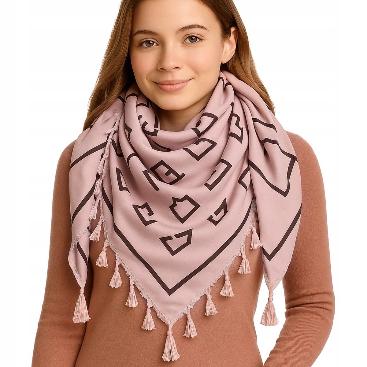 Chusta damska apaszka GEOMETRIC GRACE PINK