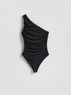 Koszulki i topy damskie - Reserved - Body na jedno ramię - czarny - miniaturka - grafika 1