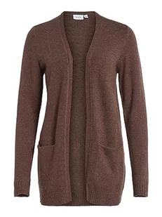 Vila Damski kardigan Viril Open L/S Knit Cardigan-Noos, Shaved Chocolate/Szczegóły: dark melange, L - Swetry damskie - miniaturka - grafika 1