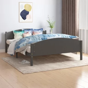 shumee shumee Rama łóżka ciemnoszara lite drewno sosnowe 160 x 200 cm - Łóżka - miniaturka - grafika 1