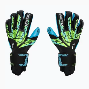 Rękawice bramkarskie Reusch Attrakt Aqua Evolution black/fluo lime/aqua - Piłka nożna - miniaturka - grafika 1