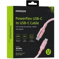 Kable USB - INNOSTYLE POWERFLEX KABEL USB-C SZYBKIE ŁADOWANIE DO IPHONE SAMSUNG 3A 60W KEVLAR 2M RÓŻOWY - miniaturka - grafika 1