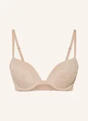 Biustonosze - Calvin Klein Biustonosz Push-Up Perfectly Fit Lace beige - miniaturka - grafika 1