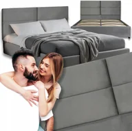 Łóżka - Łóżko 160x200 Podwójne Tapicerowane Dwuosobowe Welurowe Szare TULSA - miniaturka - grafika 1