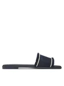 Klapki i japonki damskie - Tommy Hilfiger Klapki Fringe Canvas Flat Sandal FW0FW08908 Granatowy - miniaturka - grafika 1