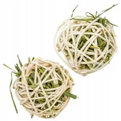 Karma dla gryzoni - Mała kula sianula 2 szt. dla gryzoni, królików Tivo - naturalna zabawka - miniaturka - grafika 1