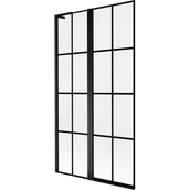 Parawany nawannowe - Mexen Mist L parawan nawannowy 2-skrzydłowy lewy 100 x 150 cm, czarna kratka, czarny - 8A9L-100-011-70-77-L - miniaturka - grafika 1