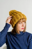 Czapki damskie - Wełniana czapka zimowa WOOLY musztarda - miniaturka - grafika 1