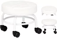 Krzesła i taborety kosmetyczne - Taboret kosmetyczny fryzjerski do pedicure okrągły hoker do salonu biały - miniaturka - grafika 1