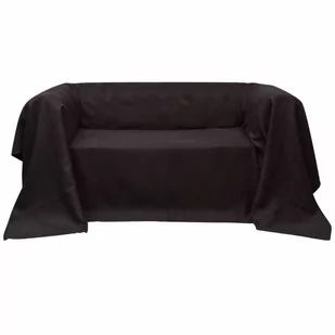 vidaXL Pokrowiec/Narzuta na kanapę micro zamsz brąz 140 x 210 cm - Narzuty - miniaturka - grafika 1