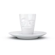 Filiżanki - Biała uśmiechnięta porcelanowa filiżanka do espresso ze spodkiem 58products, 80 ml - miniaturka - grafika 1