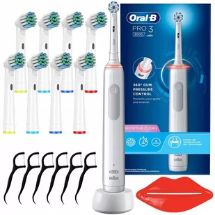 Szczoteczka Oral-B Pro 3 3000 Sensitive Clean Biała + 8 zam. precision - Szczoteczki do zębów - miniaturka - grafika 1