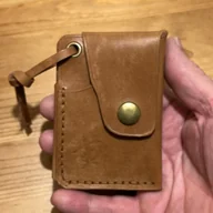 Portfele - Mały portfel skórzany brązowy ręcznie uszyty na karty. - miniaturka - grafika 1