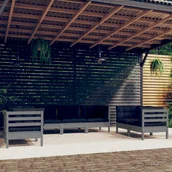 Meble ogrodowe - 7-cz. zestaw wypoczynkowy do ogrodu, z poduszkami, sosnowy - miniaturka - grafika 1