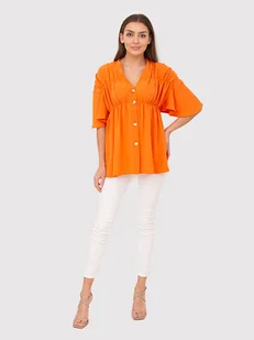 Pomarańczowa koszula z dekoltem w serek zapinana na guziki TA591 ORANGE - Body - miniaturka - grafika 1