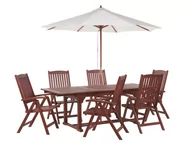 Meble ogrodowe - Zestaw ogrodowy drewno akacjowe stół i 6 krzeseł TOSCANA z parasolem (12 opcji do wyboru) - miniaturka - grafika 1