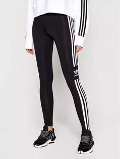 Spodnie sportowe damskie - Adidas Legginsy Trefoil DV2636 Czarny Slim Fit - grafika 1