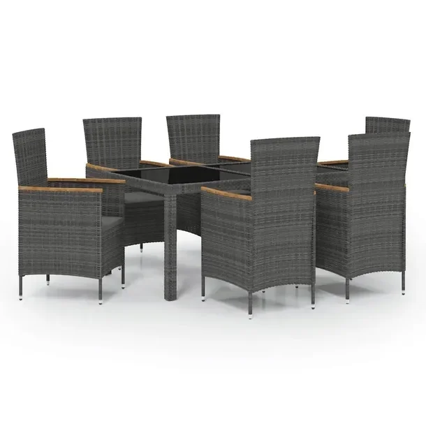 Zestaw Mebli Ogrodowych: Stół 150x90x75 cm Czarny, 6 Krzeseł 61x60x88 cm