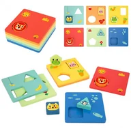 Układanki dla dzieci - TOOKY TOY Układanka Montessori Kształty i Kolory Zwierzątka 6 Planszy FSC - miniaturka - grafika 1
