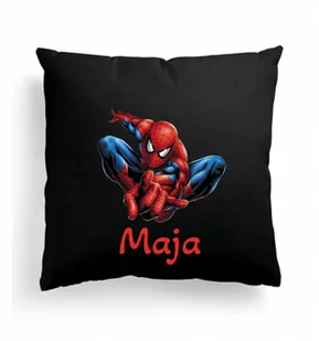 Foto Poduszka Czarna Spider-Man Spiderman + IMIĘ 6 - Poduszki dekoracyjne - miniaturka - grafika 1
