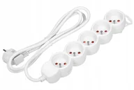 Przedłużacze i rozgałęźniki - Orno Przedłużacz 5-krotny 2P+Z, 5m H05VV-F 3x1,0mm$369, Imax 10A, biały OR-AE-13149/W/5M - miniaturka - grafika 1
