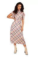 Sukienki - Little Mistress Damska satynowa sukienka Midaxi w kratkę na specjalne okazje, multi, 38 - miniaturka - grafika 1