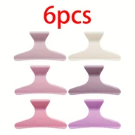 Ozdoby do włosów - TEMU 6 szt. Minimalistyczne spinki do włosów do salonu - matowe wykończenie, kolorowe spinki motylkowe, odpowiednie do stylizacji, podziału włosów i - miniaturka - grafika 1