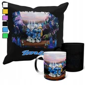 Gadżety dla niej i dla niego - ZESTAW KUBEK MAGICZNY ZMIENIAJĄCY KOLOR + POSZEWKA THE SMERFS + IMIĘ - miniaturka - grafika 1