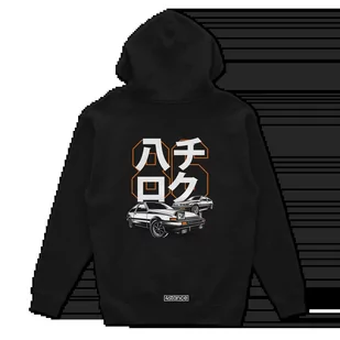 Czarna bluza z kapturem Toyota AE86 HACHIROKU-M - Odzież do sportów motorowych - miniaturka - grafika 1