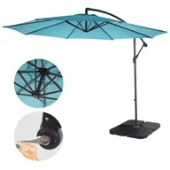 Parasole ogrodowe - Parasol ogrodowy Acerra, parasol przeciwsłoneczny, Ø 3 m, regulowany, poliester/stal 11 kg ~ turkusowo-niebieski z podstawą - miniaturka - grafika 1
