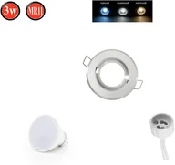 Żarówki LED - Reflektor wpuszczany Obrotowy 35° GU10 Ø70mm Otwór wiercony aluminium w komplecie GU10 5W Neutralna biała żarówka LED 350lm Srebrny Szlifowany Okrągły - miniaturka - grafika 1