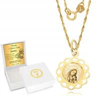 Biżuteria dla dzieci - ﻿Złoty łańcuszek 333 Medalik Chrzest Komunia Grawer - miniaturka - grafika 1