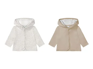 lupilu® Bluza niemowlęca z biobawełny z kapturem, 2 sztuki (Jasnoszary/ beżowy, 86/92) - Bluzy i sweterki niemowlęce - miniaturka - grafika 1
