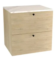 Szafki łazienkowe - Szafka łazienkowa pod umywalkę dąb cremona + marmur - Tavesi 4X - miniaturka - grafika 1