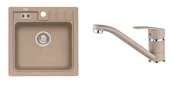 Zlewozmywaki z baterią - Alveus Zestawy - Zestaw zlewozmywaka Niagara 20 i baterii Nina w kolorze beżowym SETA091 - miniaturka - grafika 1