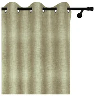 Zasłony - Voppi Zasłona gotowa z przelotkami 140 x 250 cm zielona półzaciemniająca zasłona z materiału o wyglądzie lnu zasłona w stylu boho - miniaturka - grafika 1