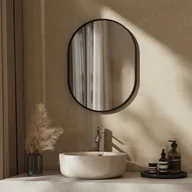 Lustra - EMKE Lustro Łazienkowe Eliptyczne 45x60 cm z Czarną Ramą Aluminiową, Montaż Naścienny - miniaturka - grafika 1