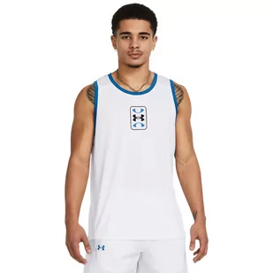 Męski top do koszykówki Under Armour UA Baseline Performance Tank - biały - UNDER ARMOUR - Spodnie sportowe męskie - miniaturka - grafika 1
