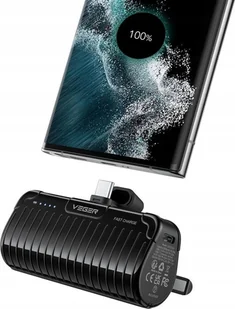 Powerbank Veger VEGER powerbank 5 000 mAh z wbudowanym złączem Typ C PlugOn PD QC3.0 3A 20W W0558 czarny - Powerbanki - miniaturka - grafika 1