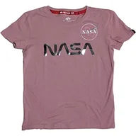 Koszulki i topy damskie - ALPHA INDUSTRIES Damska koszulka z krótkim rękawem NASA Pm T Wmn, Srebrny różowy/chrom, S - miniaturka - grafika 1