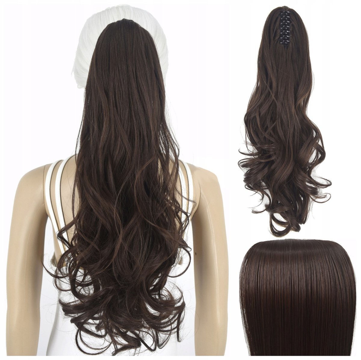 Włosy Syntetyczne Doczepiane Kucyk na Klipsie 55 cm Clip In Jak Naturalne